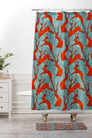 Holli Zollinger Jackalopes Shower Curtain And Mat