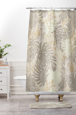 Holli Zollinger JUNGLE TIGER LINEN Shower Curtain And Mat