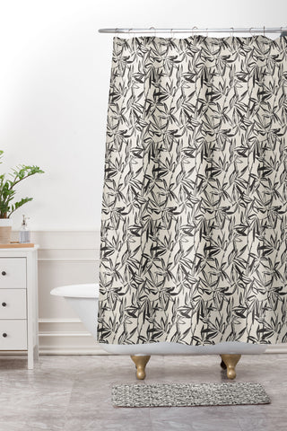 Holli Zollinger JUNGLIA CHARCOAL Shower Curtain And Mat