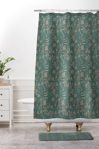 Holli Zollinger KAMAI TEAL Shower Curtain And Mat
