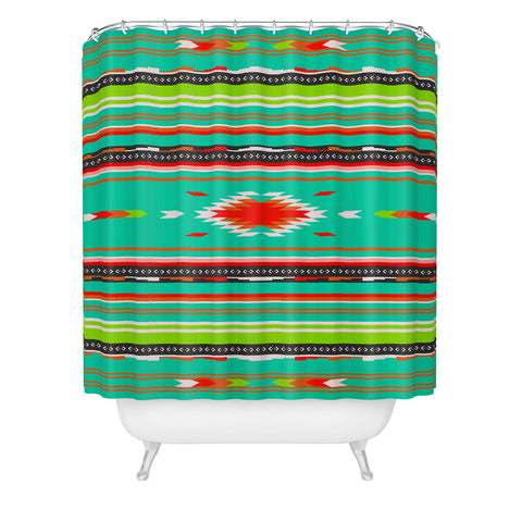 Holli Zollinger Kawa Turquoise Blanket Shower Curtain
