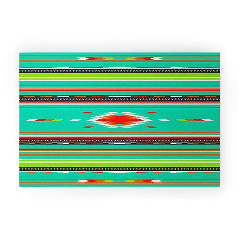 Holli Zollinger Kawa Turquoise Blanket Welcome Mat