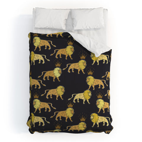 Holli Zollinger LEO LION BLACK AND GOLD Comforter