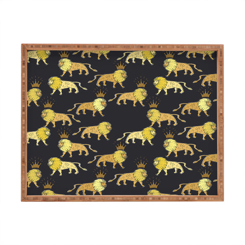 Holli Zollinger LEO LION BLACK AND GOLD Rectangular Tray
