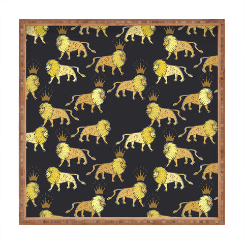 Holli Zollinger LEO LION BLACK AND GOLD Square Tray