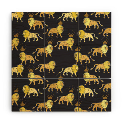 Holli Zollinger LEO LION BLACK AND GOLD Wood Wall Mural
