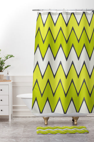 Holli Zollinger Lime Chevron Ombre Shower Curtain And Mat