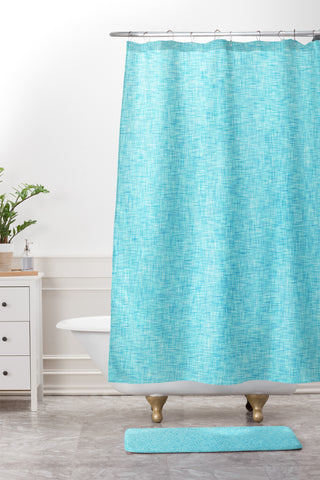 Holli Zollinger LINEN AQUA Shower Curtain And Mat