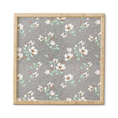 Holli Zollinger LINEN FLORAL MINT Framed Wall Art