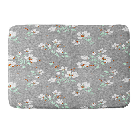Holli Zollinger LINEN FLORAL MINT Memory Foam Bath Mat