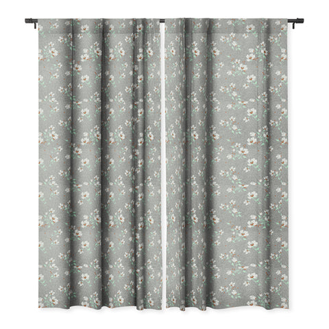 Holli Zollinger LINEN FLORAL MINT Blackout Window Curtain