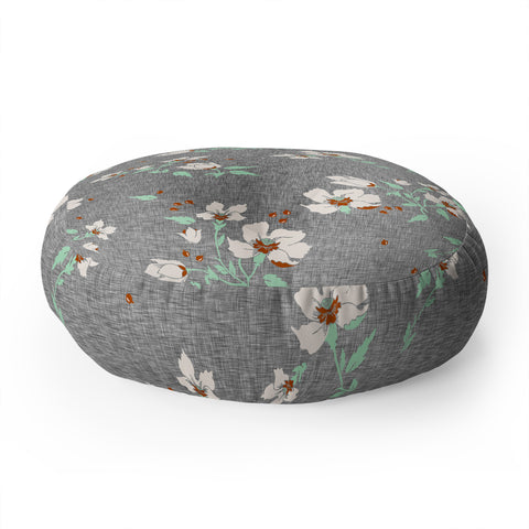 Holli Zollinger LINEN FLORAL MINT Floor Pillow Round