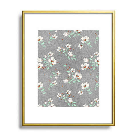 Holli Zollinger LINEN FLORAL MINT Metal Framed Art Print