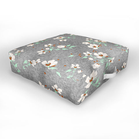 Holli Zollinger LINEN FLORAL MINT Outdoor Floor Cushion