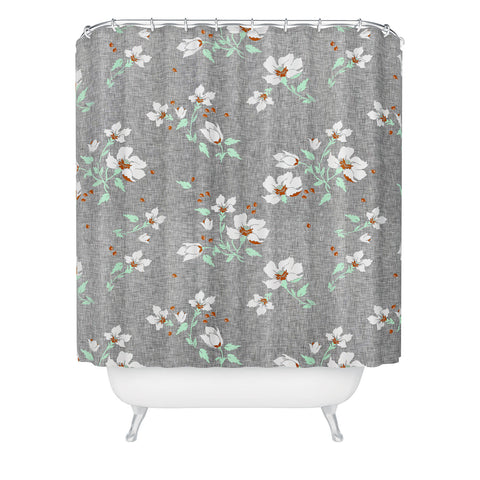 Holli Zollinger LINEN FLORAL MINT Shower Curtain