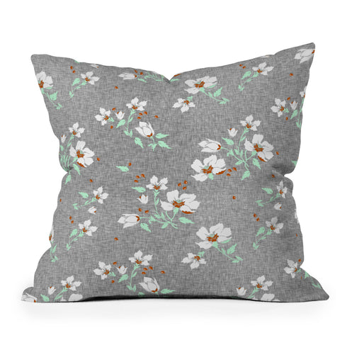 Holli Zollinger LINEN FLORAL MINT Throw Pillow