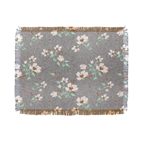 Holli Zollinger LINEN FLORAL MINT Throw Blanket
