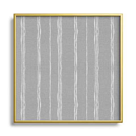 Holli Zollinger LINEN GREY STRIPE Metal Square Framed Art Print