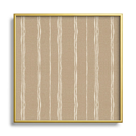 Holli Zollinger LINEN SAND STRIPE Metal Square Framed Art Print