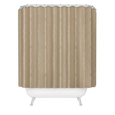 Holli Zollinger LINEN SAND STRIPE Shower Curtain