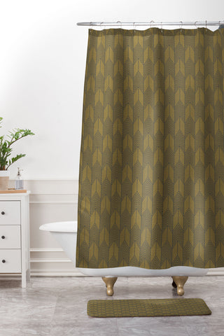 Holli Zollinger LONG ARROW OLIVE Shower Curtain And Mat