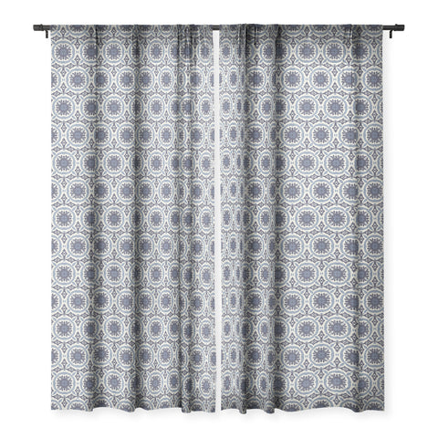 Holli Zollinger MADEIRA SUN TILE NAVY Sheer Window Curtain