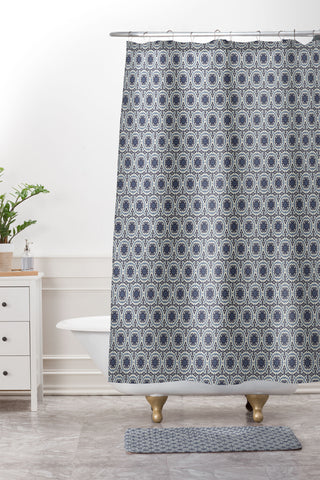 Holli Zollinger MADEIRA SUN TILE NAVY Shower Curtain And Mat