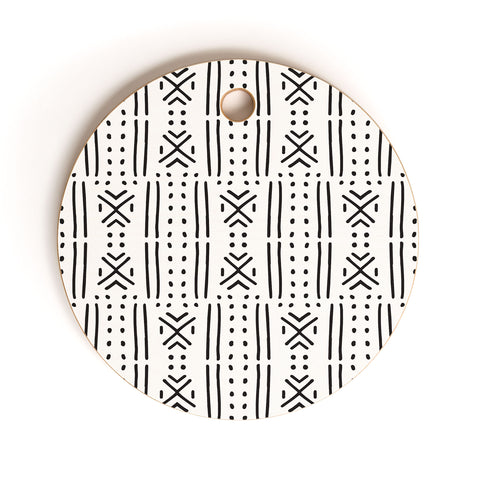 Holli Zollinger MUDCLOTH WHITE Cutting Board Round