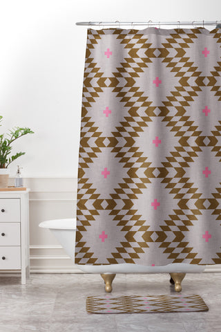 Holli Zollinger Native Natural Plus Pink Shower Curtain And Mat