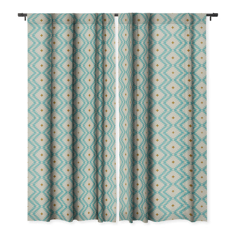 Holli Zollinger Native Natural Plus Turquoise Blackout Window Curtain
