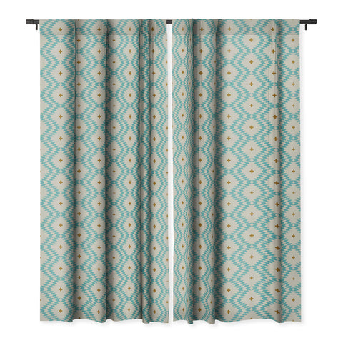 Holli Zollinger Native Natural Plus Turquoise Blackout Window Curtain