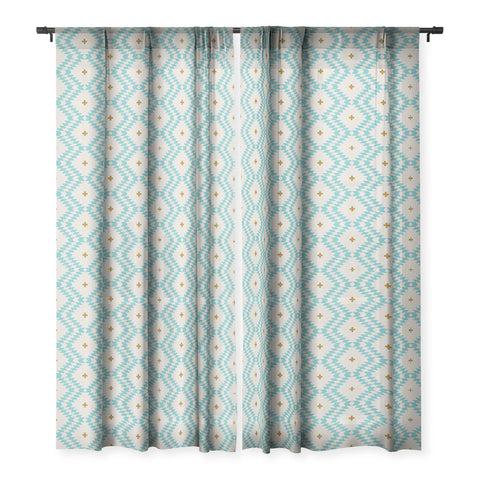 Holli Zollinger Native Natural Plus Turquoise Sheer Window Curtain