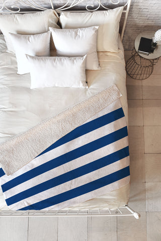 Holli Zollinger Navy Stripe Fleece Throw Blanket