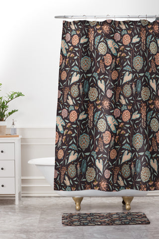 Holli Zollinger NIGHT BLOSSOM Shower Curtain And Mat