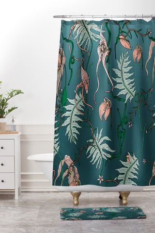 Holli Zollinger ORCHID BOTANICAL Shower Curtain And Mat