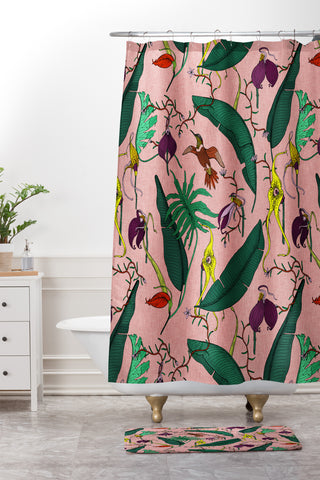 Holli Zollinger ORCHID GARDEN PINK Shower Curtain And Mat