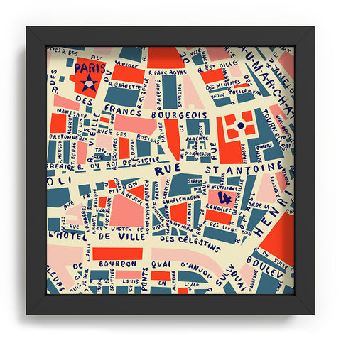 Holli Zollinger Paris Map Blue Recessed Framing Square