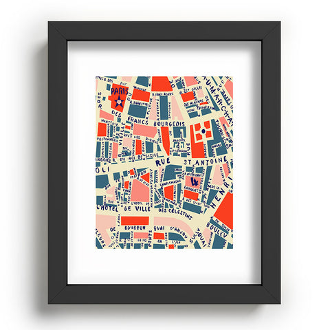 Holli Zollinger Paris Map Blue Recessed Framing Rectangle