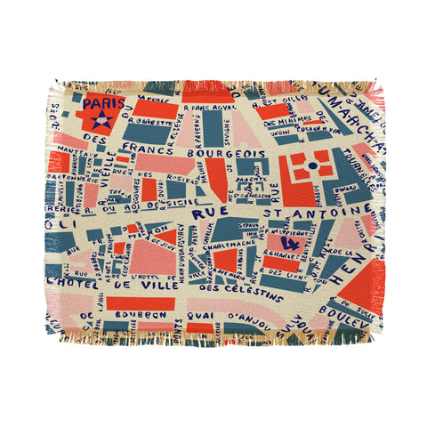 Holli Zollinger Paris Map Blue Throw Blanket