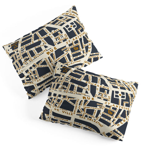 Holli Zollinger PARIS MAP GREY GOLD Pillow Shams