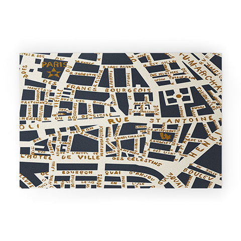 Holli Zollinger PARIS MAP GREY GOLD Welcome Mat