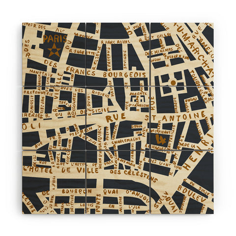Holli Zollinger PARIS MAP GREY GOLD Wood Wall Mural