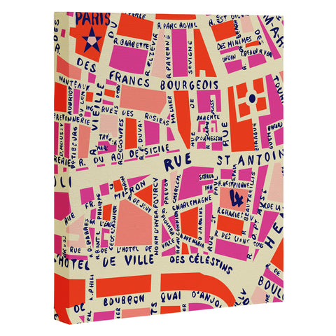 Holli Zollinger Paris Map Pink Art Canvas