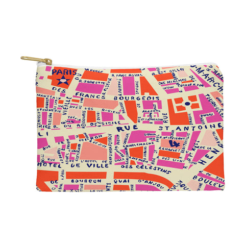 Holli Zollinger Paris Map Pink Pouch