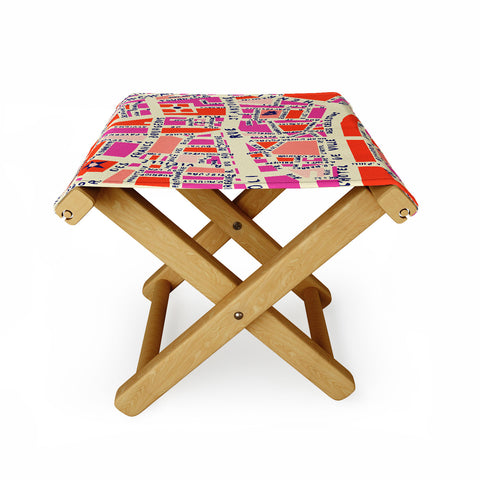 Holli Zollinger Paris Map Pink Folding Stool