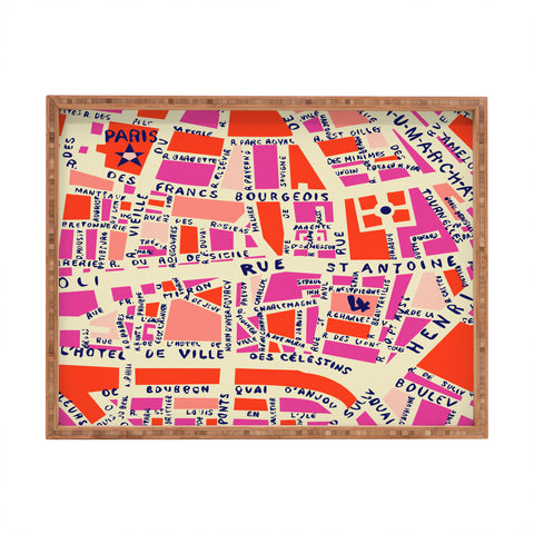 Holli Zollinger Paris Map Pink Rectangular Tray