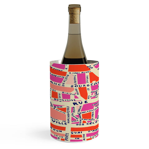 Holli Zollinger Paris Map Pink Wine Chiller