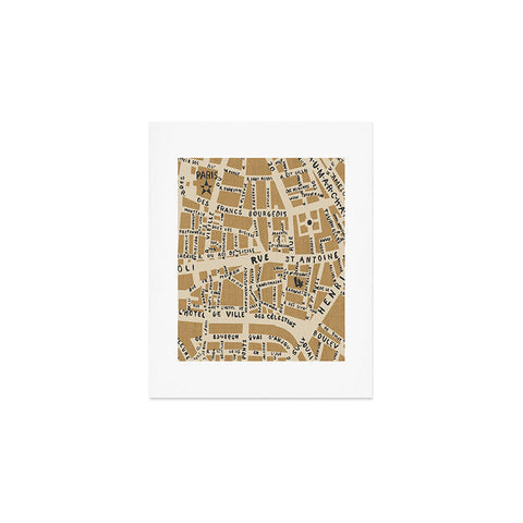 Holli Zollinger PARIS MAP RUSTIC Art Print