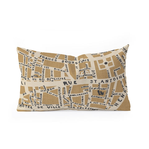 Holli Zollinger PARIS MAP RUSTIC Oblong Throw Pillow