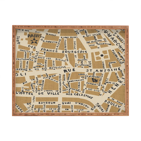 Holli Zollinger PARIS MAP RUSTIC Rectangular Tray